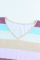 Elegant V-Neck Striped Midi Dress with Chic Slit | Perfect for Any Occasion - NK Wears