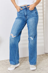 Judy Blue High Waist Distressed Straight-Leg Jeans - Stylish, Comfortable & Versatile