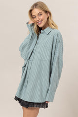 HYFVE Women's Oversized Striped Long Sleeve Button-Down Shirt - Timeless Elegant Fashion