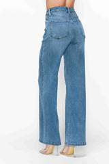 bytos Women's Full Size High Rise Wide Leg Jeans with Functional Pockets - Trendy & Comfortable Denim