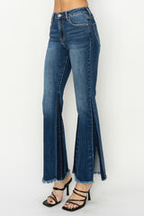 RISEN Full Size High Rise Flare Jeans with Shadow Seam & Slit Detail - Stylish, Comfortable, and Versatile