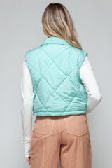 Stylish Snobbish Quilted Crop Vest with Snap Closure - Versatile Layer for Chic Outfits