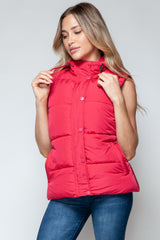 Trendy Hooded Vest with Snap and Zip Closures - 100% Polyester