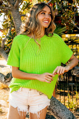 BiBi Textured Round Neck Short Sleeve Knit Top - Versatile & Stylish