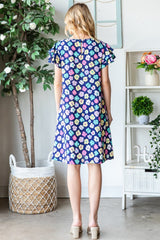 Heimish Floral Ruffled Dress with Pockets - Short Sleeve, Feminine Style