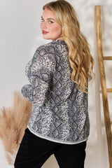 Hailey & Co Full Size Snakeskin V-Neck Long Sleeve Top - Bold & Trendy Women's Fashion