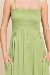 Culture Code Smocked Cami Maxi Dress with Pockets - Elegant & Practical