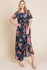 BOMBOM Floral Shirred Maxi Dress - Chic & Versatile Summer Fashion