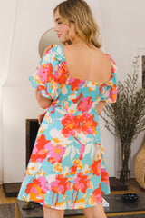 ODDI Smocked Puff Sleeve Mini Dress with Playful Print