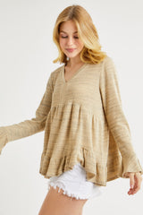 Hailey & Co Women's V-Neck Flounce Sleeve Knit Top - Stylish & Versatile