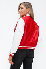 Edgy PU Leather Snap Down Bomber Jacket - Love Me Now Collection by NK Wears
