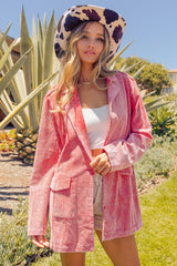 BiBi Women's Ribbed Button-Up Long Sleeve Blazer - Versatile & Stylish