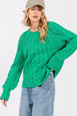 SAGE + FIG Women's Oversized Cable-Knit Long Sleeve Sweater with Ribbed Cuffs