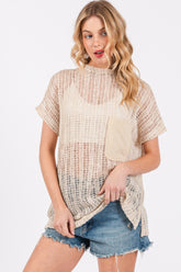 Ces Femme Crochet Mock Neck Cover Up – Stylish Layer for Beach & Boho Looks