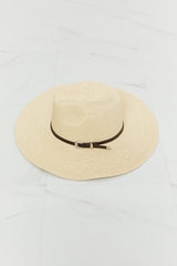 Fame Boho Summer Straw Fedora Hat with Adjustable Fit and Sleek Belt Buckle