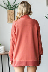 Chic Women's Grommet Split Neck Sweatshirt with Kangaroo Pocket - First Love