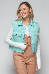 Stylish Snobbish Quilted Crop Vest with Snap Closure - Versatile Layer for Chic Outfits