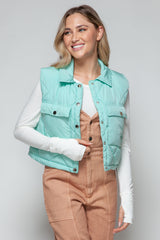 Stylish Snobbish Quilted Crop Vest with Snap Closure - Versatile Layer for Chic Outfits