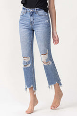 Lovervet High Rise Distressed Straight Jeans - Trendy & Flattering Fit