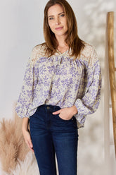 Hailey & Co Full Size Lace Detail Printed Blouse - Elegant & Versatile Women's Top