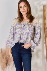 Hailey & Co Full Size Lace Detail Printed Blouse - Elegant & Versatile Women's Top