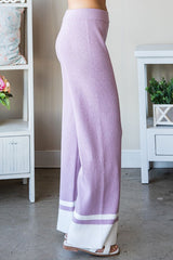 First Love Women's Contrast Ribbed Knit Pants - Trendy & Comfortable