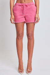 YMI Jeanswear Women's Cotton Drawstring Shorts with Raw Hem