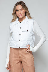 Snobbish Snap-Down Quilted Crop Vest - Stylish & Versatile Layering
