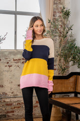 Sew In Love Full Size Color Block Exposed Seam Sweater - Chic & Edgy Knitwear