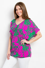 Be Stage Women's Contrast Printed Short Sleeve Top - Stylish & Comfortable