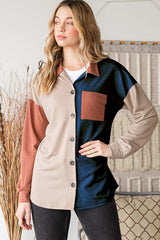 Heimish Full Size Color Block Button Down Shirt - Trendy & Versatile