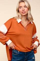 Haptics Women's Color Block Exposed Seam Long Sleeve Top - Stylish & Comfortable