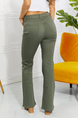 Zenana Clementine High-Rise Bootcut Jeans in Olive - Full Size Comfort & Style