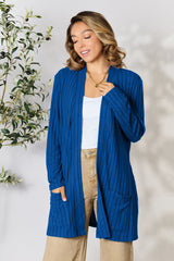 Basic Bae Full Size Ribbed Open Front Cardigan with Pockets - Comfort & Style for Every Occasion