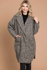 Culture Code Full Size Teddy Coat with Lapel Collar & Double-Breasted Design
