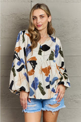 Hailey & Co Wishful Thinking Multi-Colored Printed Blouse with Artistic Flair