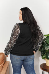 And The Why Full Size Foil Printed Sleeve Knit Top – Stylish & Comfortable
