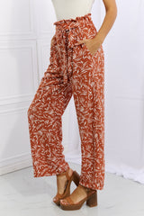 Heimish Geometric Printed Paperbag Waist Pants - Red Orange