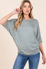 BOMBOM Women's Striped Boat Neck Dolman Sleeve Top - Elegant, Versatile, and Comfortable