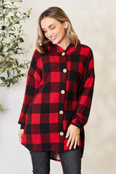 Heimish Full Size Plaid Hooded Button-Up Shirt - Trendy & Comfortable