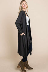 Culture Code Women's Open Front Longline Cardigan with Pockets - Stylish Layering Essential