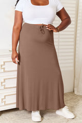Double Take Women's Soft Rayon Maxi Skirt with Adjustable Drawstring Waist