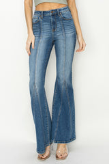 RISEN Women's High Rise Front Seam Flare Jeans - Trendy Retro Style