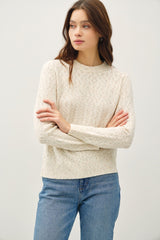 Versatile Heathered Round Neck Long Sleeve Sweater for Cozy Style