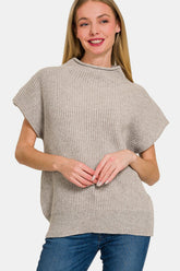 Zenana Women's Short Sleeve Mock Neck Sweater - Versatile & Stylish Comfort for Every Occasion