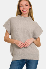 Zenana Women's Short Sleeve Mock Neck Sweater - Versatile & Stylish Comfort for Every Occasion