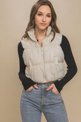 Love Tree Turtleneck Cropped Puffer Vest Coat - Stylish Winter Wardrobe Essential