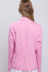 Love Tree Women's Lightweight Linen Blazer - Elegant One-Button Long Sleeve