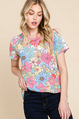BOMBOM Women's Floral Short Sleeve T-Shirt - Comfortable Casual Wear