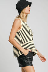 Umgee Women's Textured Striped Tank Top - Chic Essential Sleeveless Shirt